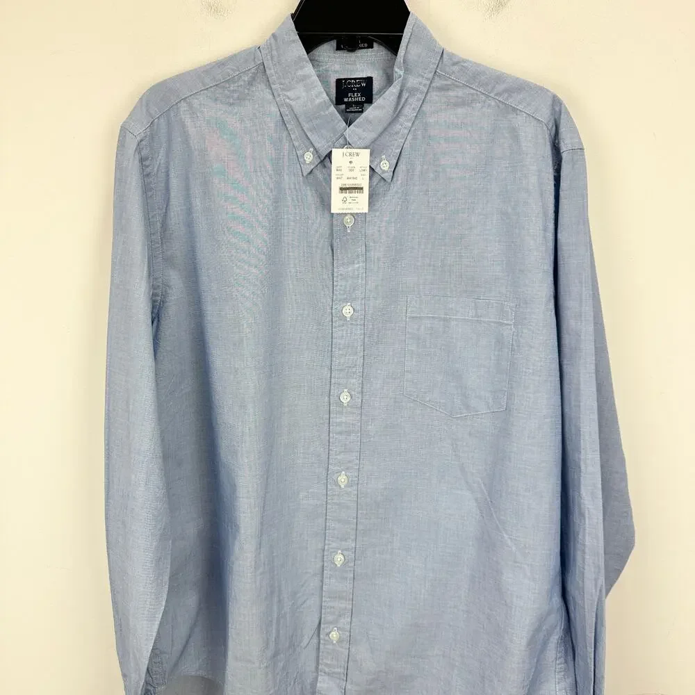 J.Crew Slim Untucked Flex Casual Shirt Button Down Waterfall Blue Mens Large NWT